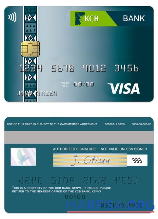 Downloadable Kenya KCB Bank visa classic card template